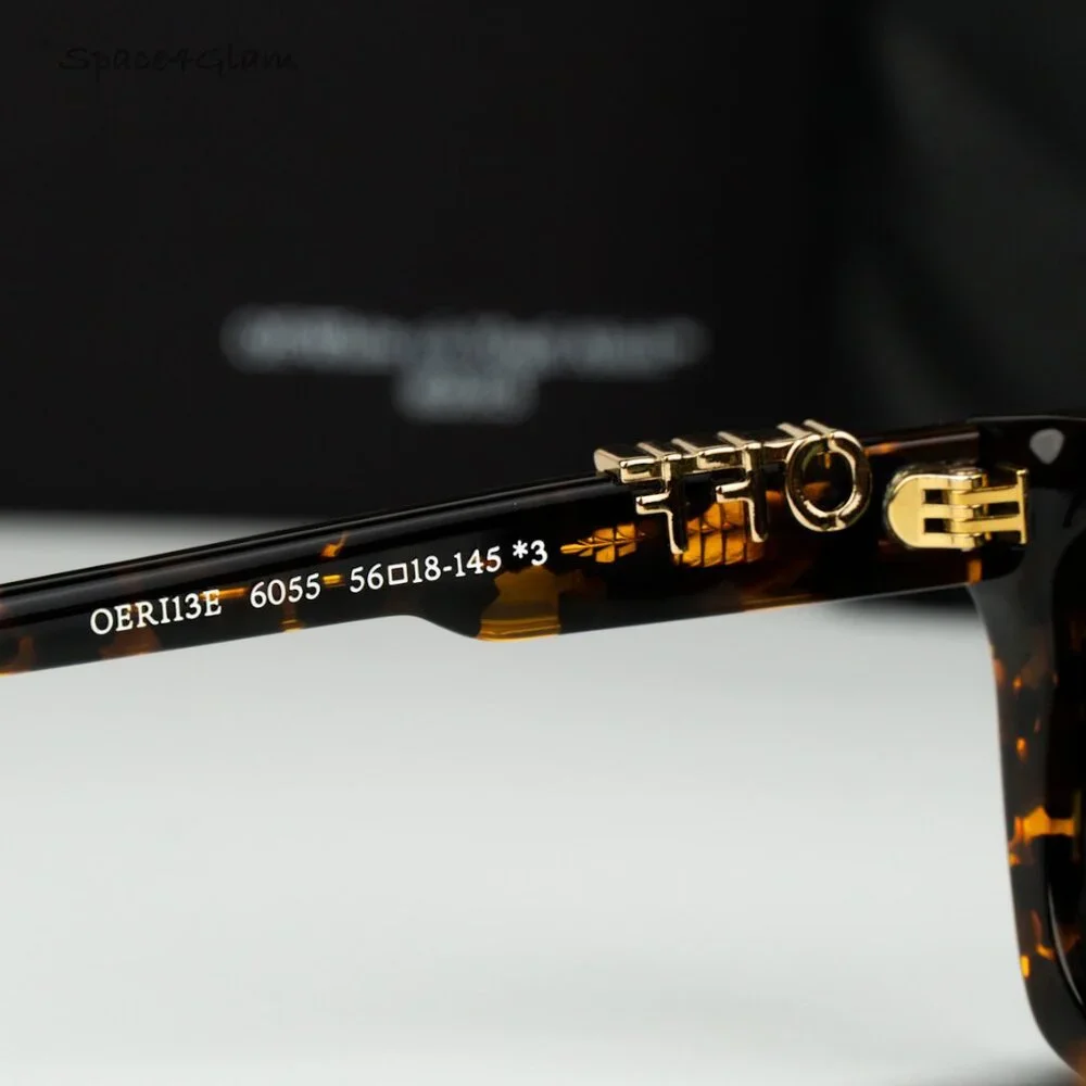 Off-White Men Sunglasses Havana Green Square OERI13E ALBANY 6055 NEW AUTHENTIC